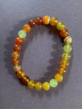 Fall Autumn Leaves Agate Styled Halloween Colored Stretch Bracelet